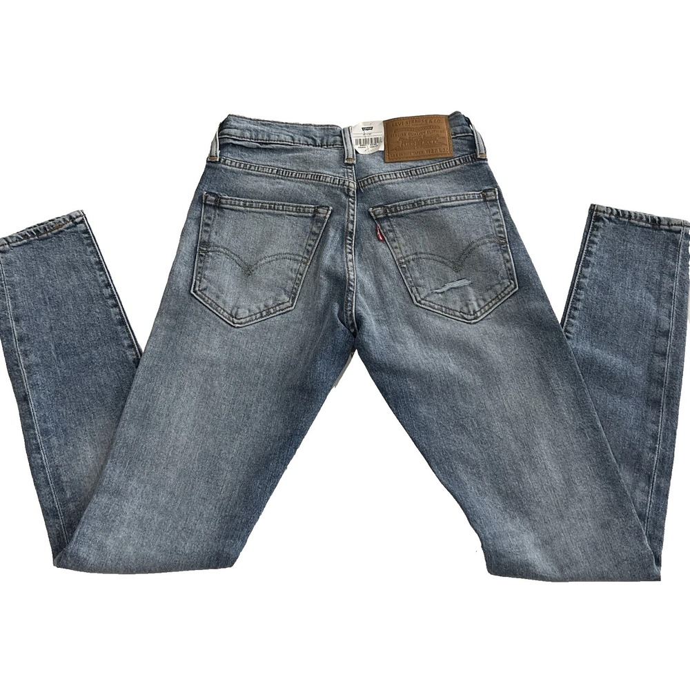 Levi's Premium Skinny Taper Flex Distressed Blue Jeans Men's Size 27x30 NEW - Picture 5 of 8